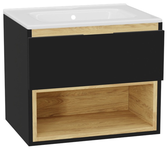 Set Waschtischunterschrank Korpus Excellent Tuto 2.0 MLEX.2171.600.BKBL, Waschbecken Excellent Pik CEEX.6517.600.WH, MLEX.2151.600.01.BK