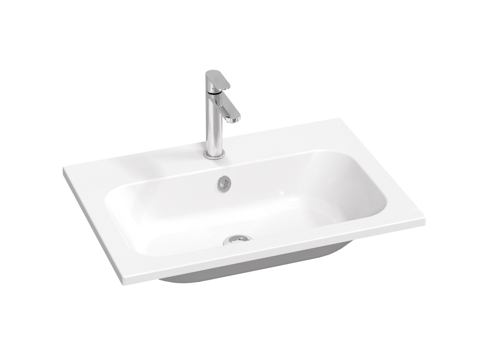 Ravak Chrome Waschbecken 70x49 cm rechteckig Möbel weiß glanz XJG01170001