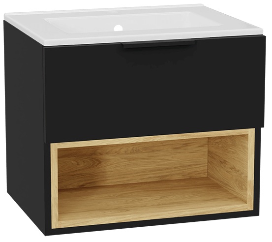 Set Waschtischunterschrank Korpus Excellent Tuto 2.0 MLEX.2171.600.BKBL, Waschbecken Excellent As CEEX.3617.600.WH, MLEX.2151.600.02.BK