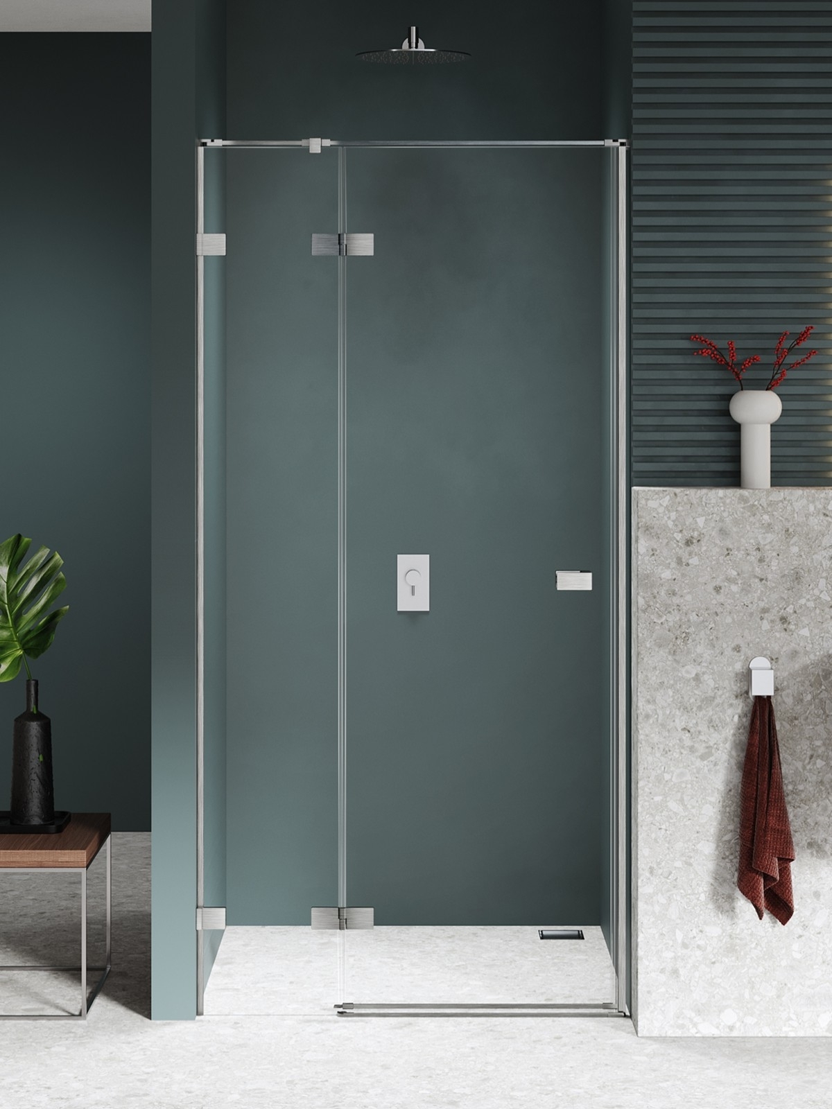 New Trendy Avexa Nickel Brushed Duschtüren 110 cm aufklappbar nickel gebürstet/durchsichtiges Glas EXK-8463