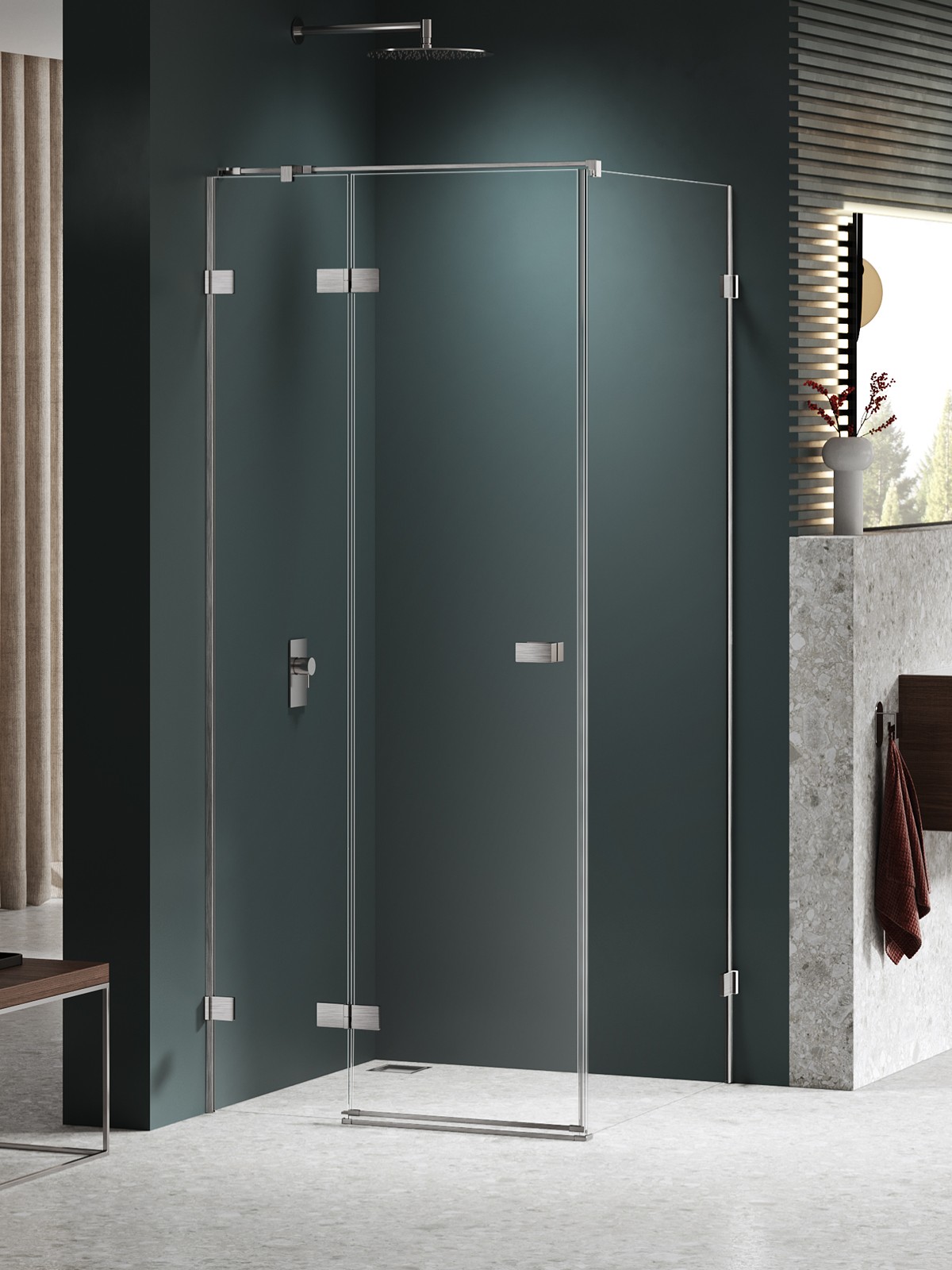New Trendy Avexa Nickel Brushed Duschkabine 120x100 cm rechteckig nickel gebürstet/durchsichtiges Glas EXK-8498