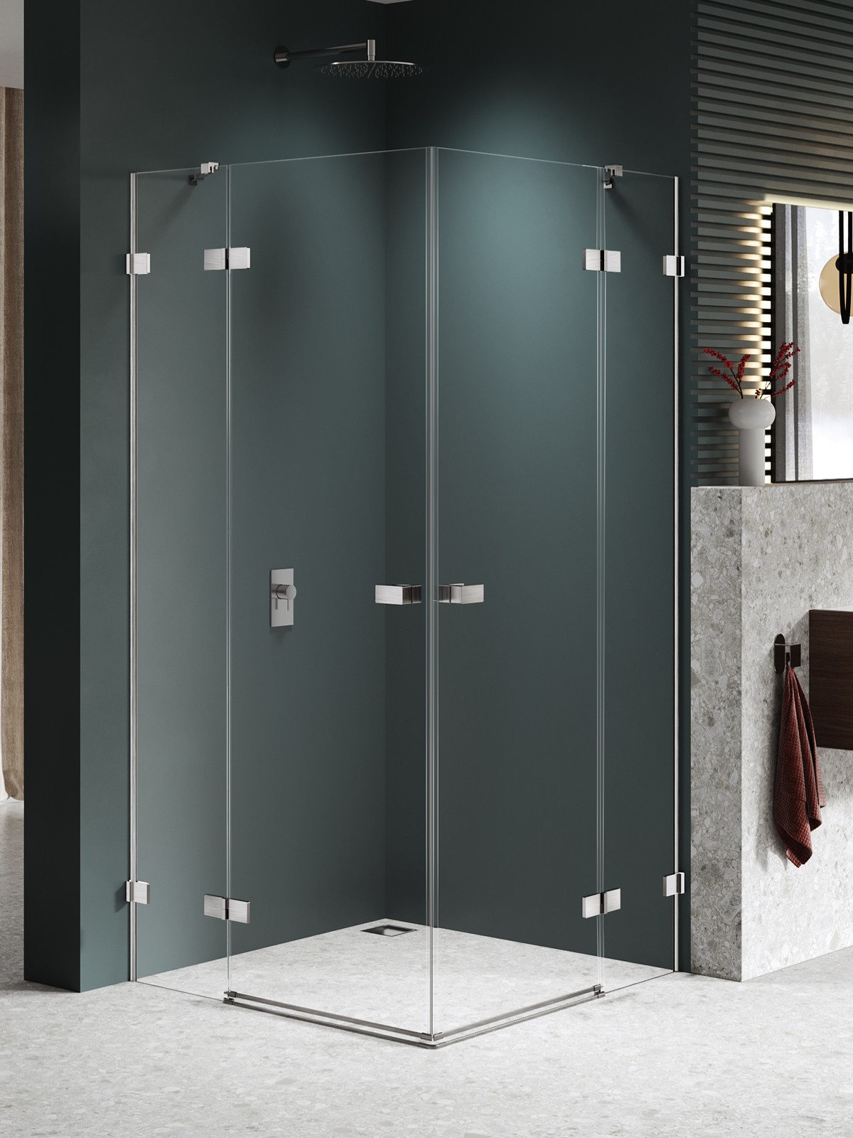 New Trendy Avexa Nickel Brushed Duschkabine 80x80 cm quadratisch nickel gebürstet/durchsichtiges Glas EXK-8531