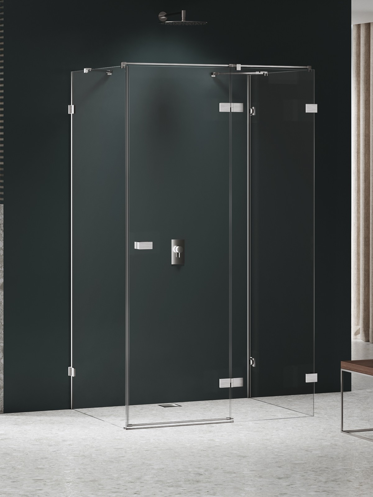 New Trendy Avexa Nickel Brushed Duschkabine 90x80 cm rechteckig nickel gebürstet/durchsichtiges Glas EXK-8596