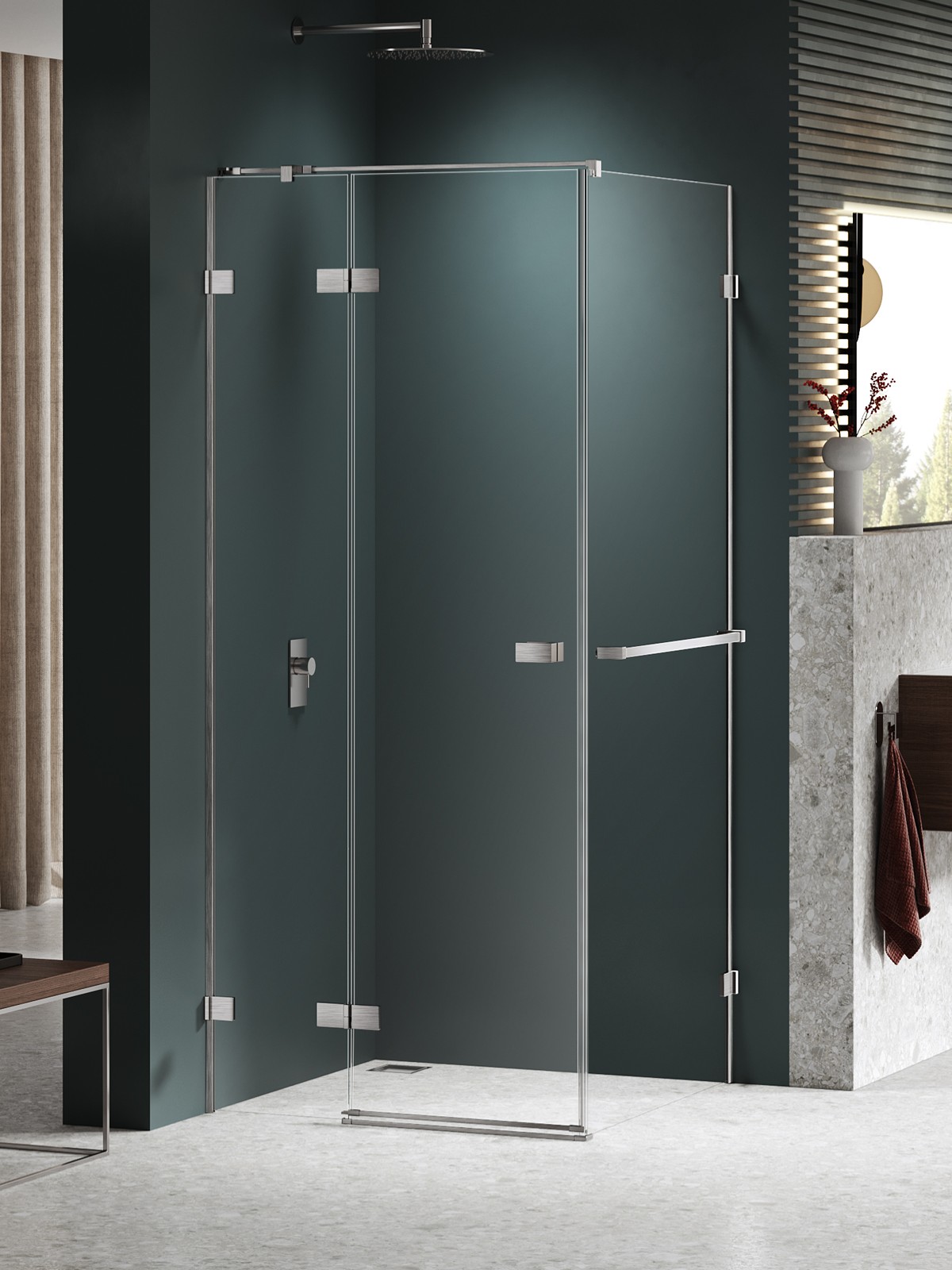 New Trendy Avexa Nickel Brushed Duschkabine 120x110 cm rechteckig nickel gebürstet/durchsichtiges Glas EXK-8679