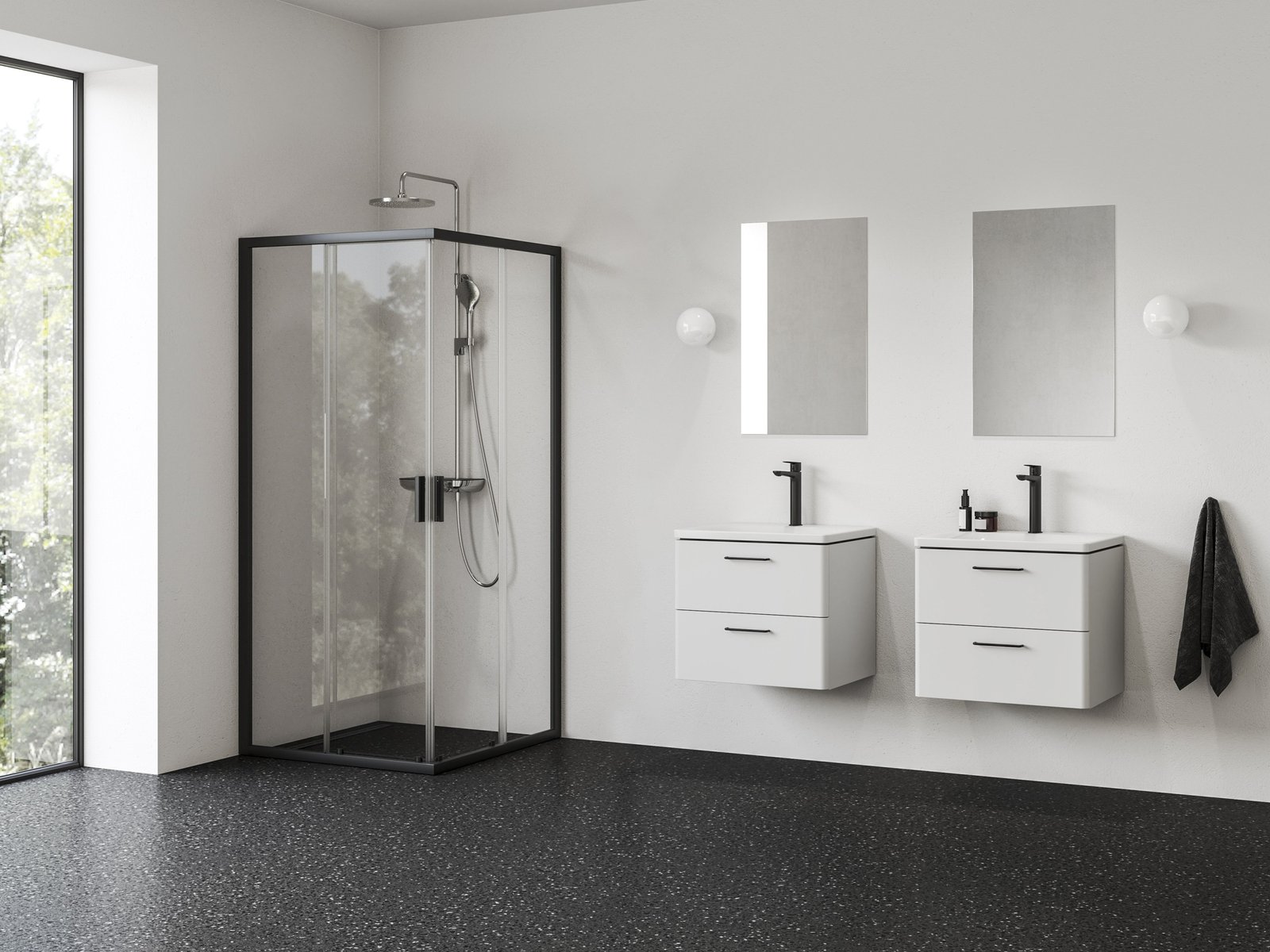 Ravak Blix II Duschkabine 90x90 cm quadratisch schwarz Matte/durchsichtiges Glas 1LM70300Z1