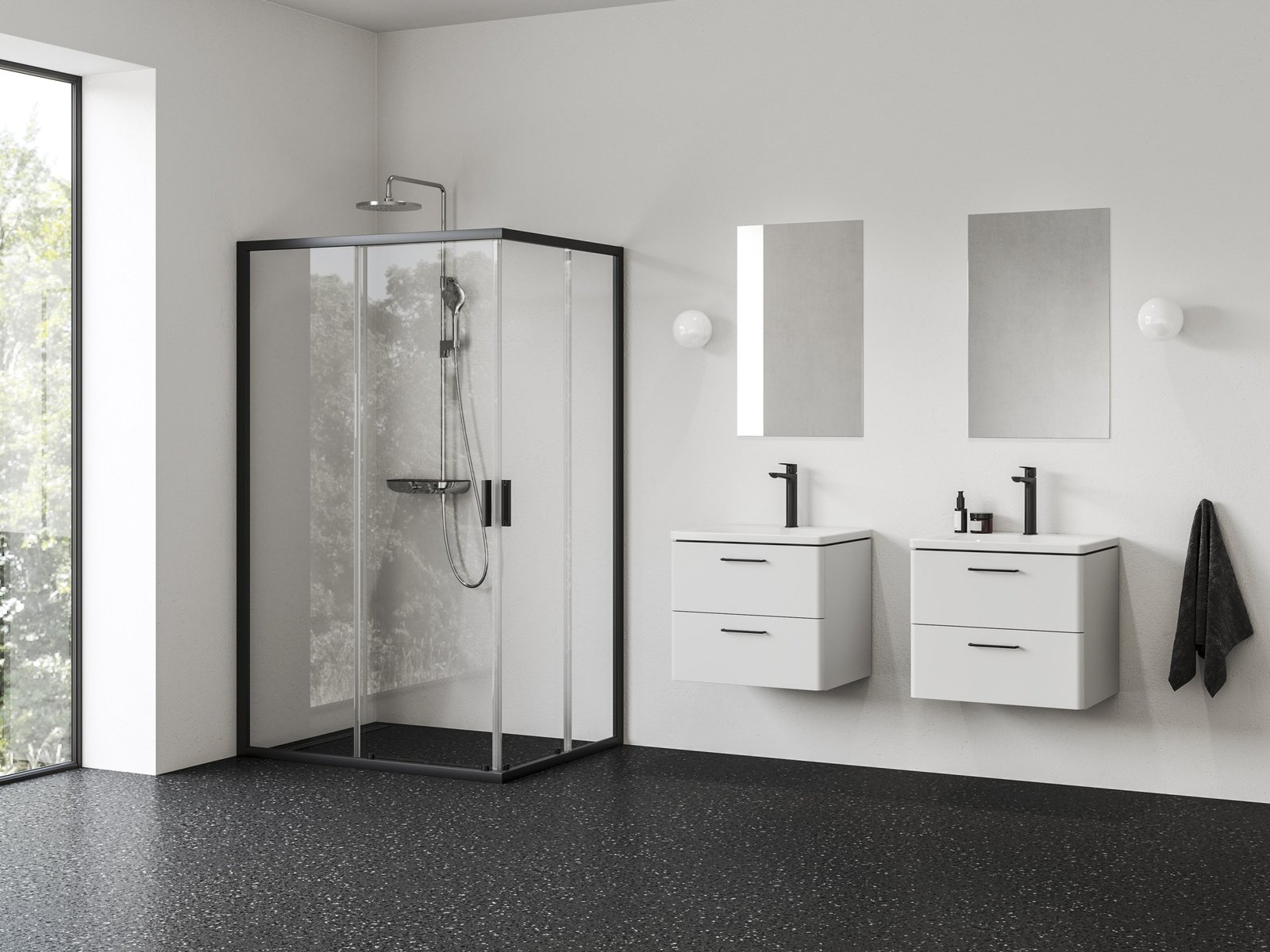 Ravak Blix II Duschtüren 110 cm Schiebe- schwarz Matte/durchsichtiges Glas 1XMD0300Z1