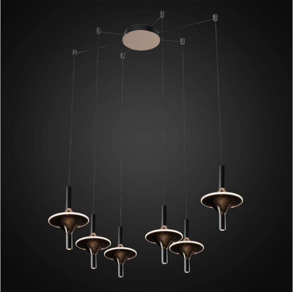 Altavola Design Spinoza Pendelleuchte 6x54 W transparent-gold LA120/CO6