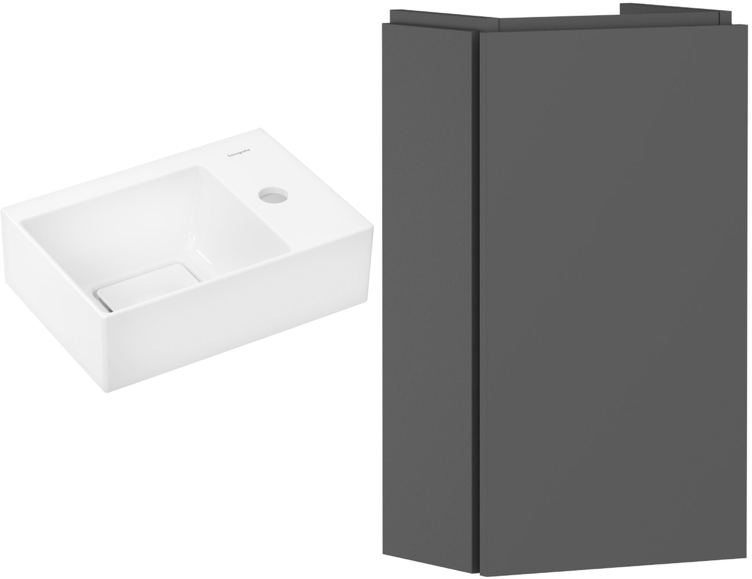 Set Badschrank Hansgrohe Xilesa E 54244760, Waschbecken Hansgrohe Xevolos E 61086450