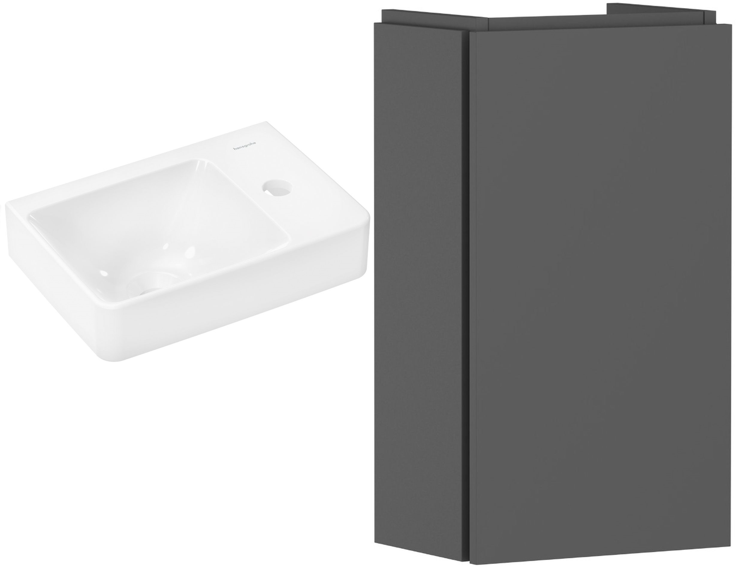 Set Badschrank Hansgrohe Xilesa E 54244760, Waschbecken Hansgrohe Xelu Q 60314450