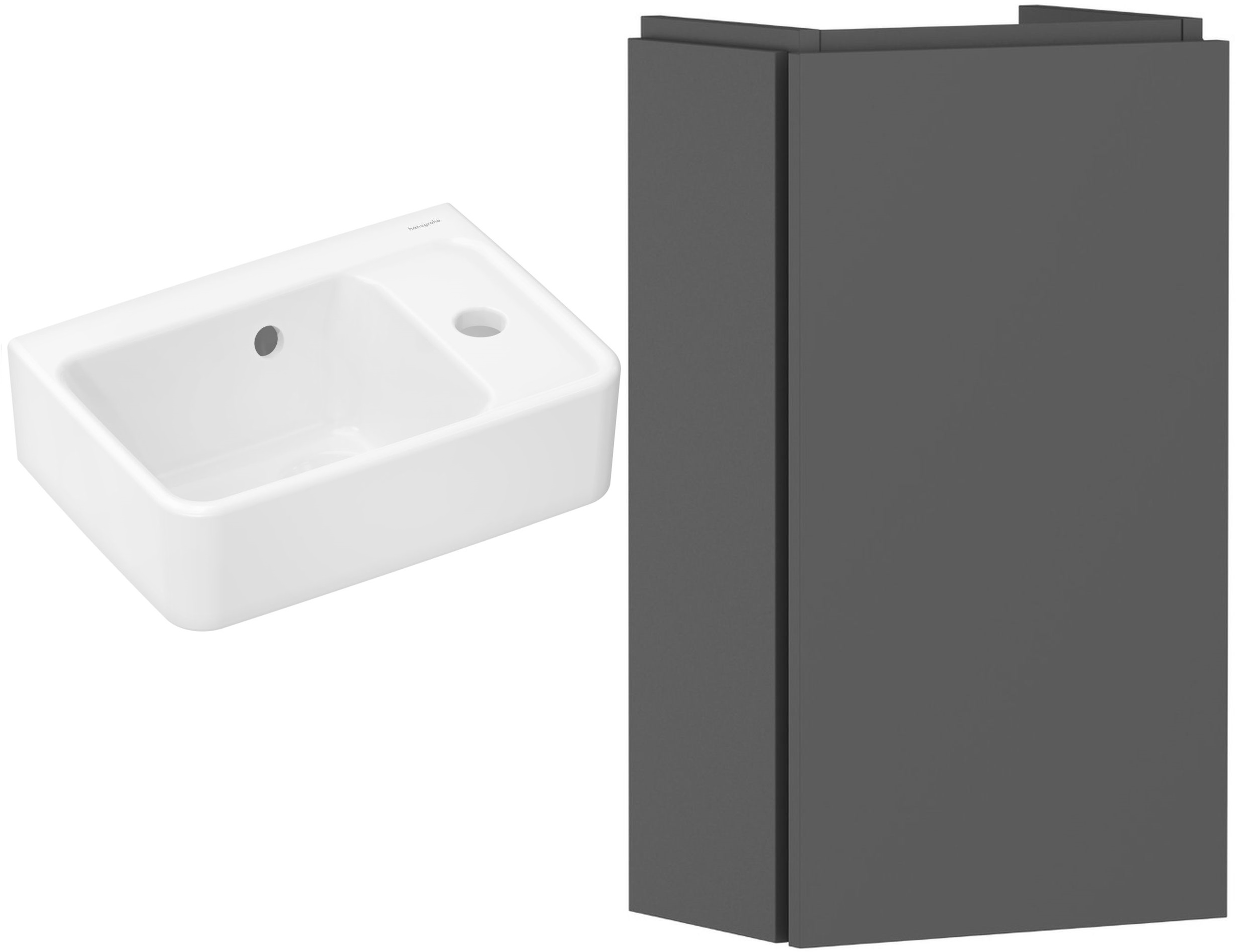 Set Badschrank Hansgrohe Xilesa E 54244760, Waschbecken Hansgrohe Xanuia Q 60129450