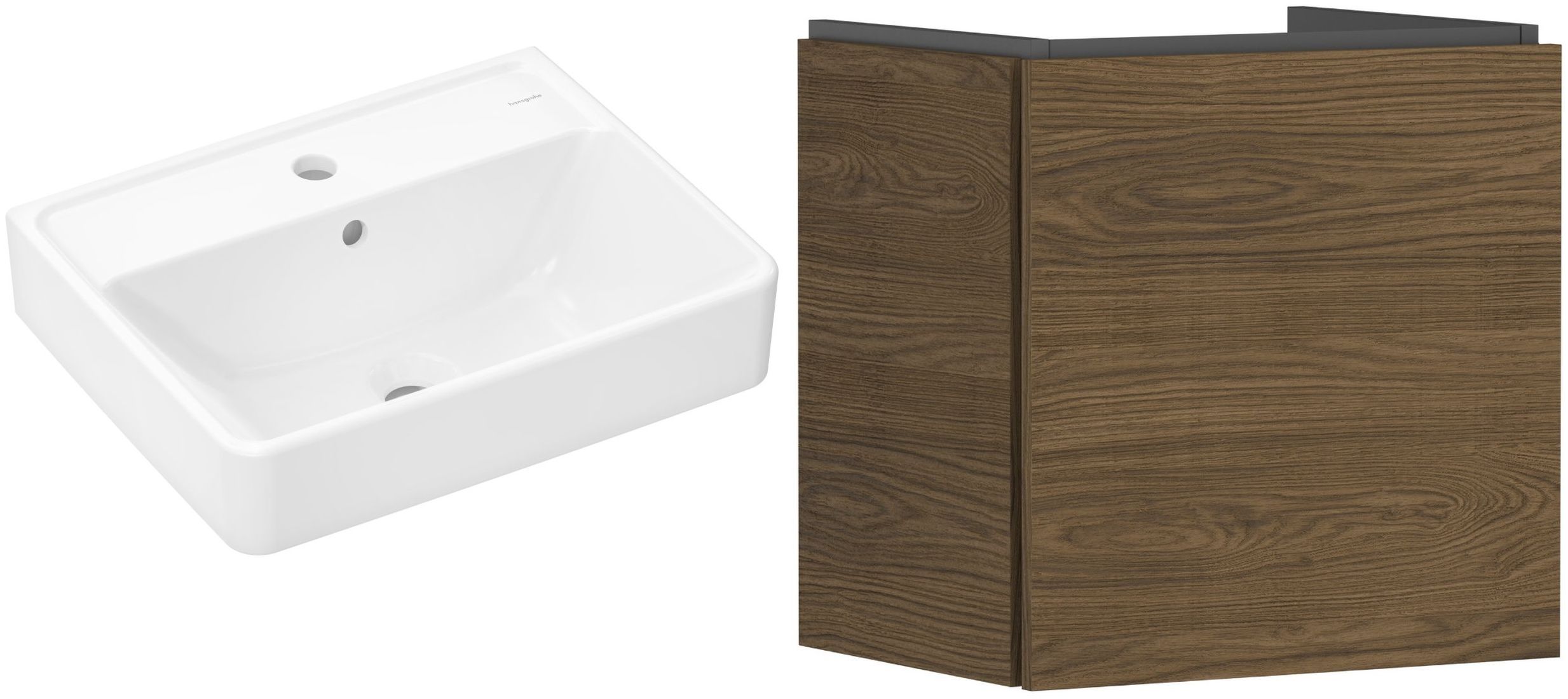 Set Badschrank Hansgrohe Xilesa E 54247550, Waschbecken Hansgrohe Xanuia Q 60131450