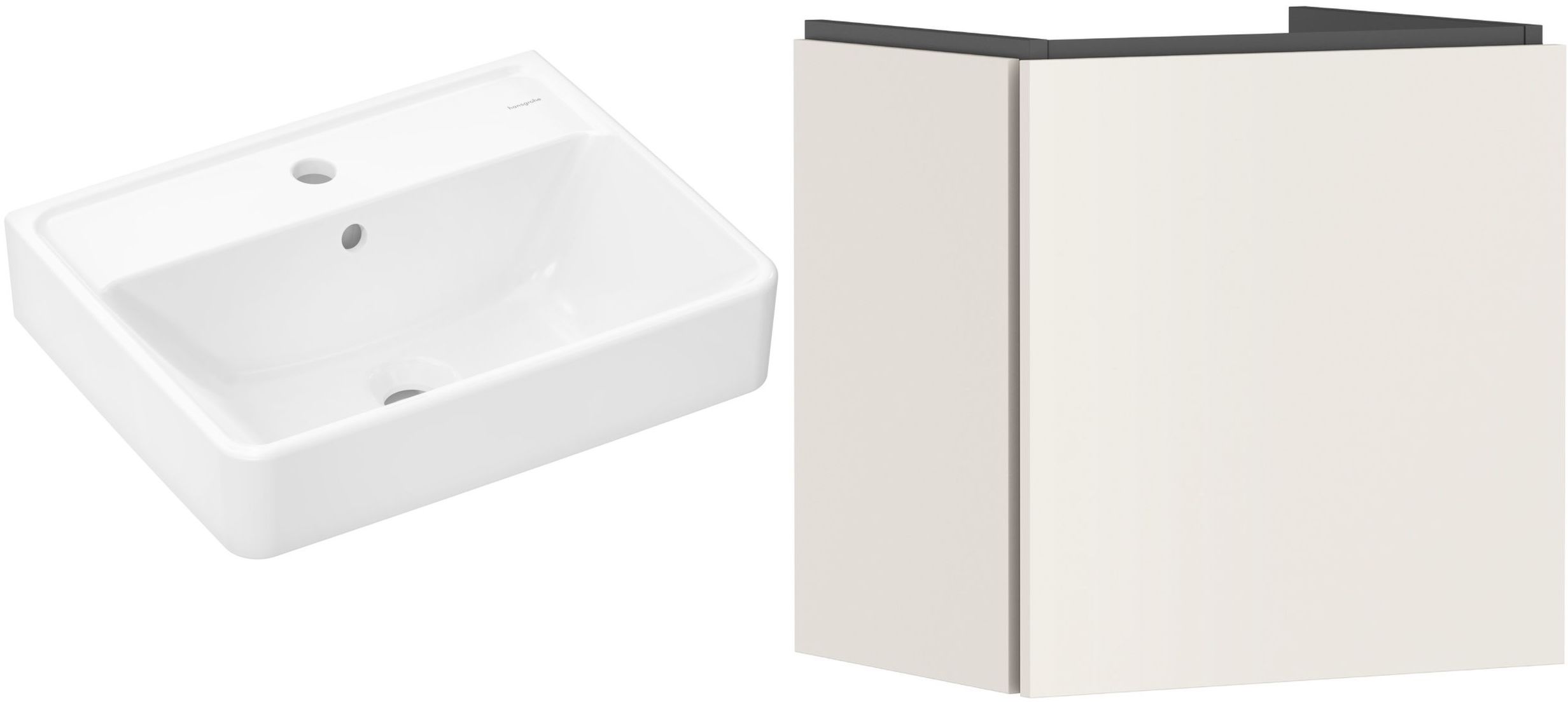 Set Badschrank Hansgrohe Xilesa E 54247780, Waschbecken Hansgrohe Xanuia Q 61008450