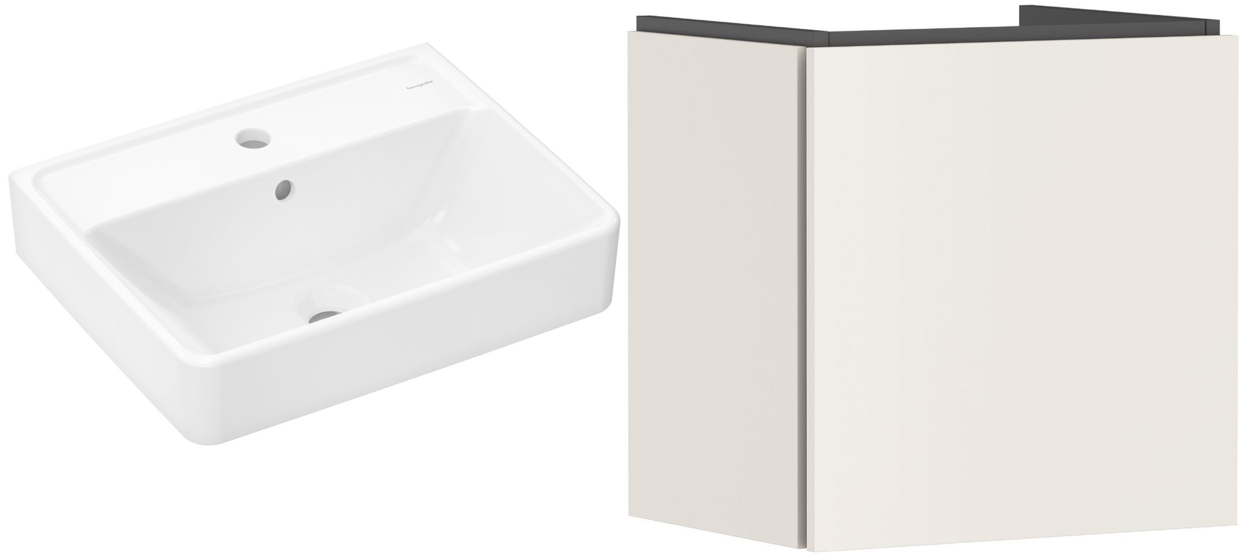Set Badschrank Hansgrohe Xilesa E 54247780, Waschbecken Hansgrohe Xanuia Q 60131450