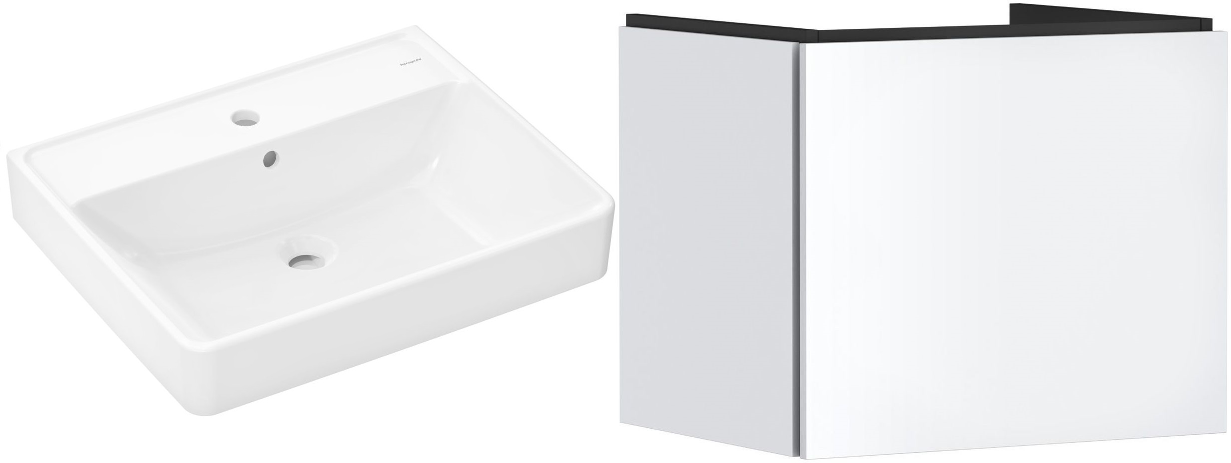 Set Badschrank Hansgrohe Xilesa E 54253700, Waschbecken Hansgrohe Xanuia Q 60133450