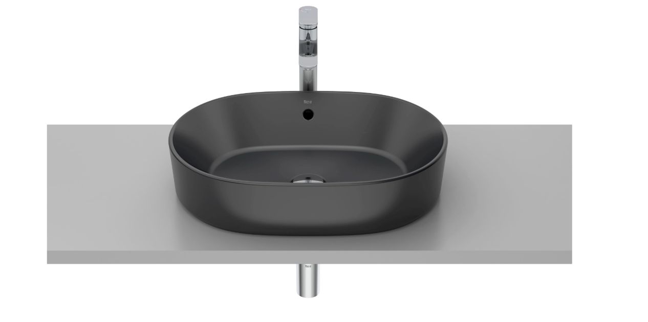 Roca Round Waschbecken 55x39 cm oval Aufsatzwaschbecken schwarz matte A3270Y1080