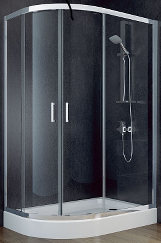 Besco Modern Duschkabine 100x80 cm halbrund chrom Glanz/Graphitglas MA-108-190-G