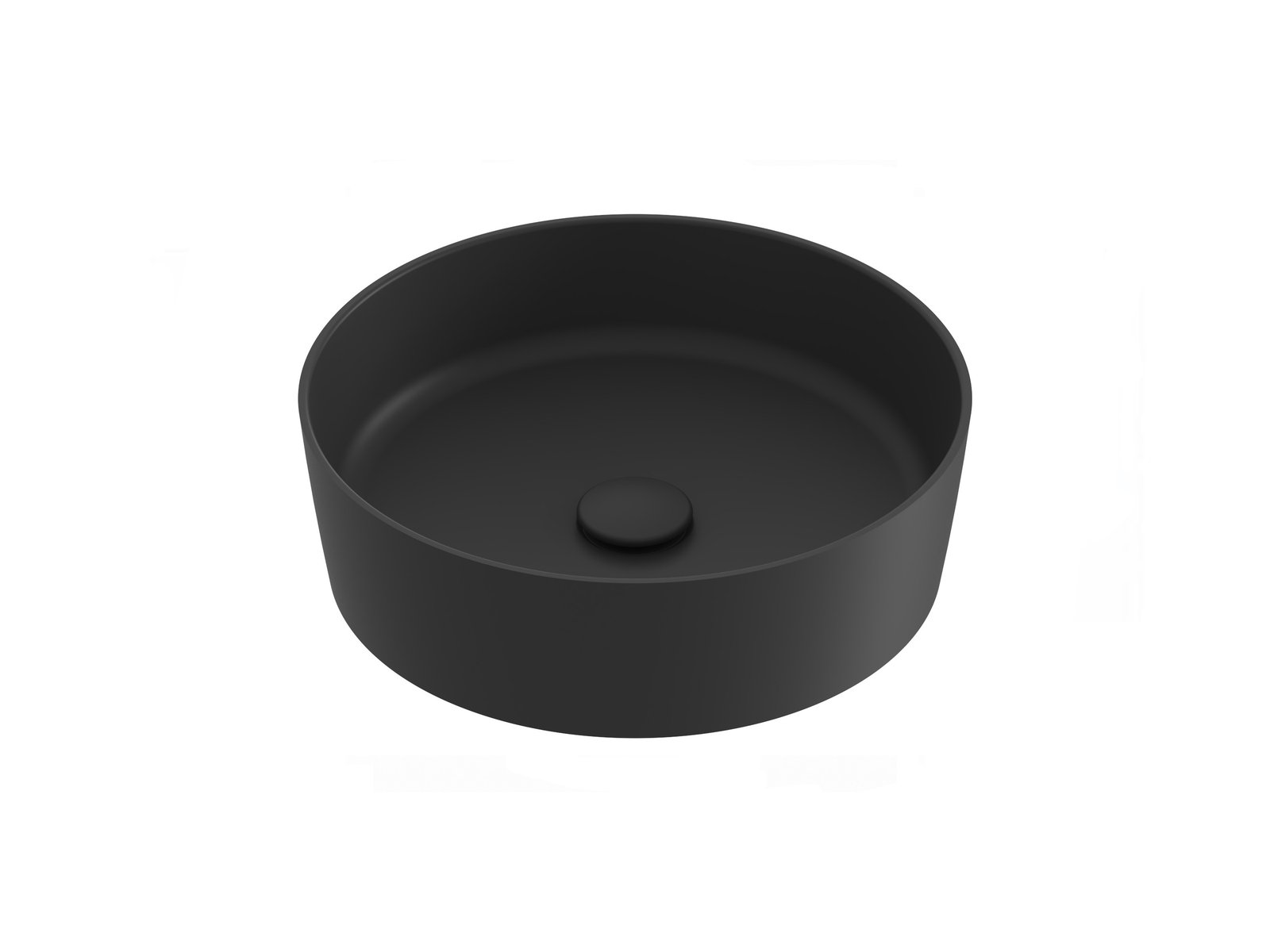 Ravak Uni Slim Waschbecken 40x40 cm rund Aufsatzwaschbecken schwarz matte XJX0D140001