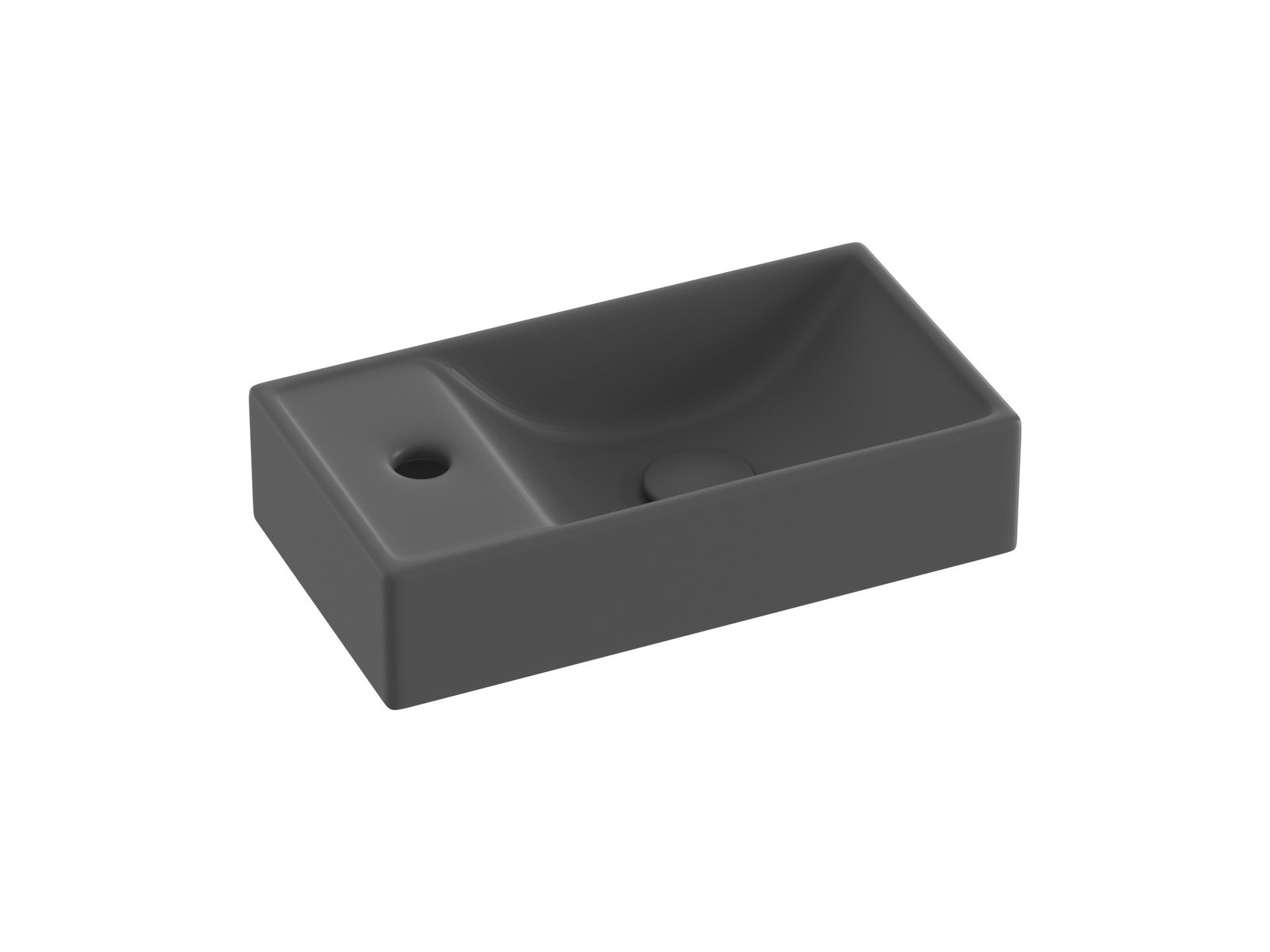 Ravak Veda Waschbecken 40.8x22.2 cm rechteckig Klassisch schwarz matte XJXLD240000