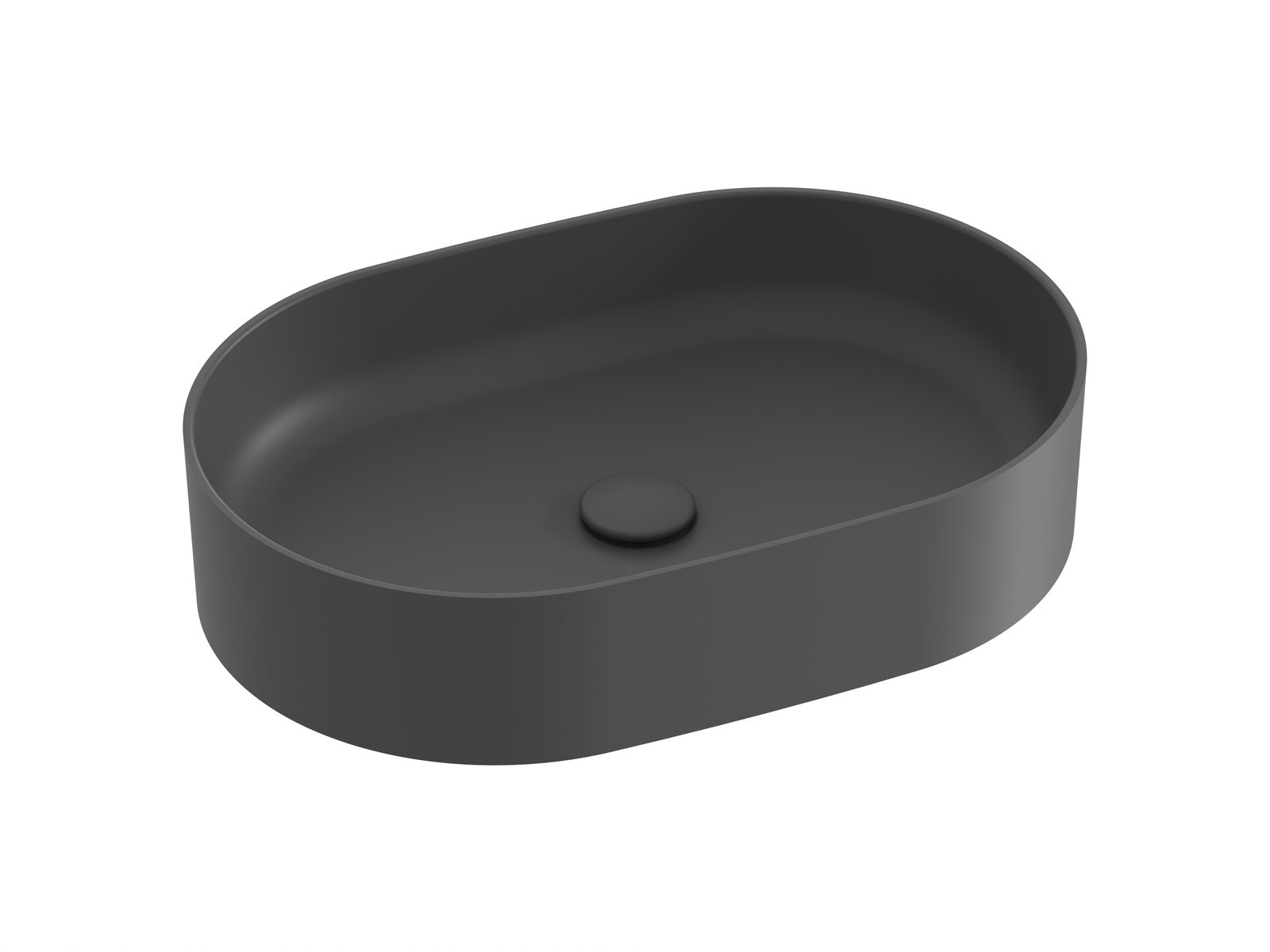 Ravak Ceramic Waschbecken 55x37 cm oval Aufsatzwaschbecken anthrazit matte XJX03155000
