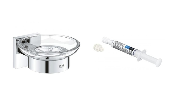 Set Seifenschale Grohe Start Cube 41096000, Kleber Grohe QuickGlue 41127000