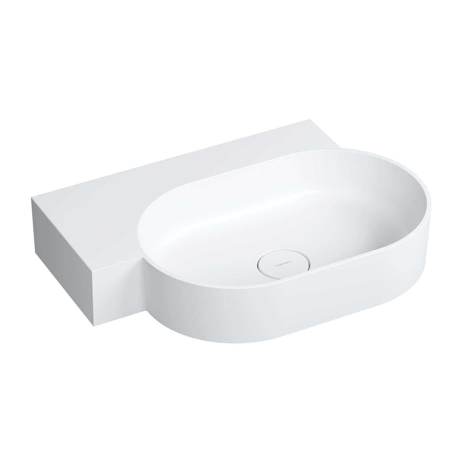 Omnires Ovo M+ Waschbecken 64x44 cm eckwaschbecken Klassisch-Aufsatzwaschbecken weiß matte OVO645UWLBM