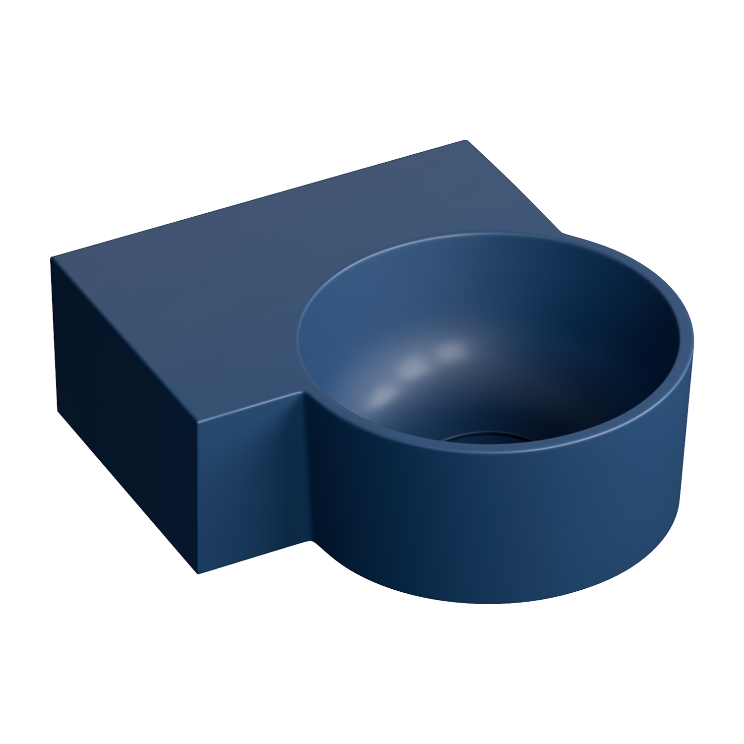 Omnires Ovo M+ Waschbecken 33x34 cm eckwaschbecken Klassisch-Aufsatzwaschbecken blau matte OVO335UWLMB