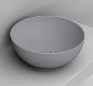 Ceramica Dolomite Noemi Waschbecken 44x44 cm rund Aufsatzwaschbecken grauer Stein matte D310645