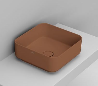 Ceramica Dolomite Noemi Waschbecken 40x40 cm quadratisch Aufsatzwaschbecken braun/beige matte D311761