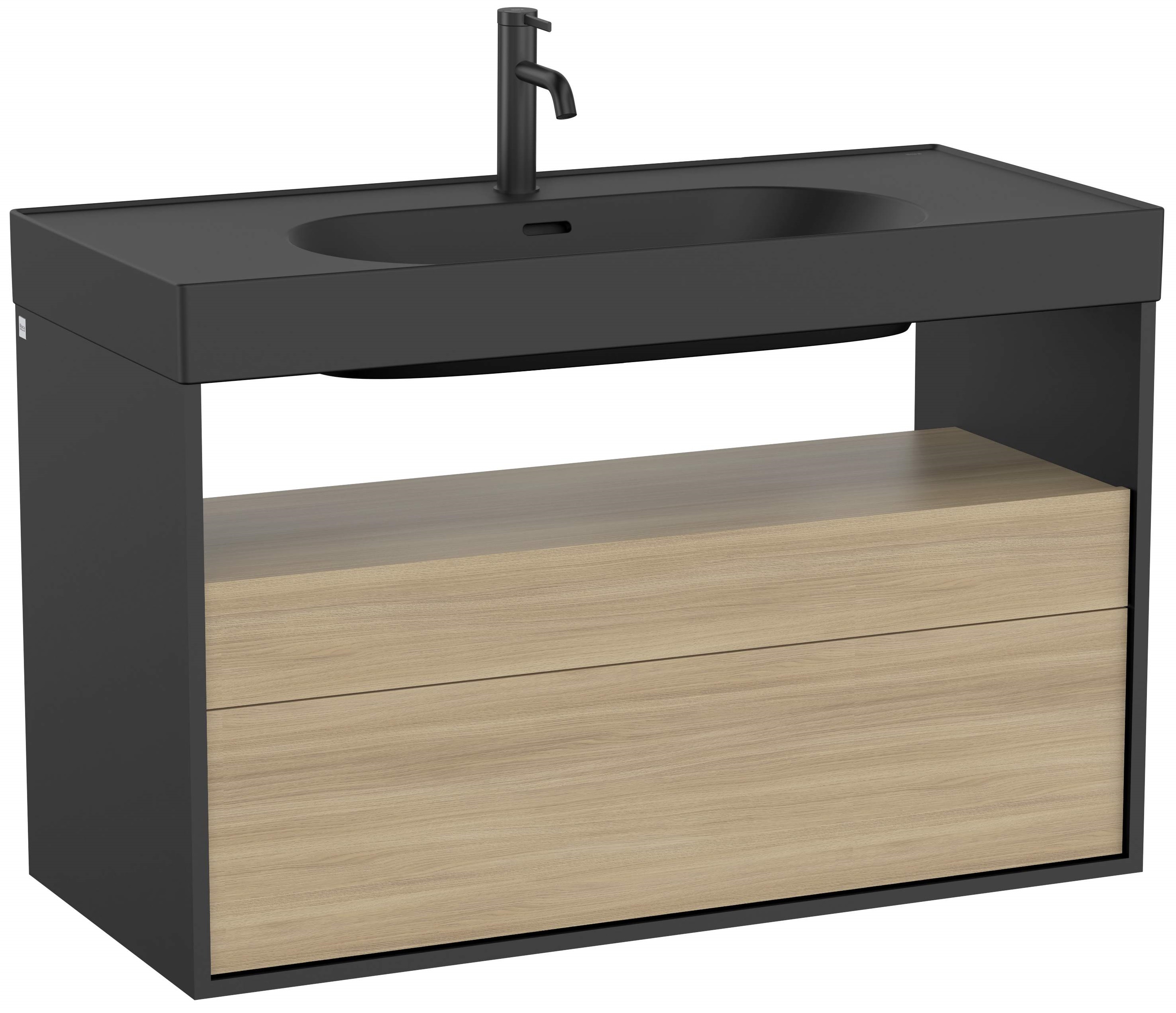 Roca Meridian Badschrank 100x46x56.5 cm Unterschrank hängend schwarz-eiche A858108608