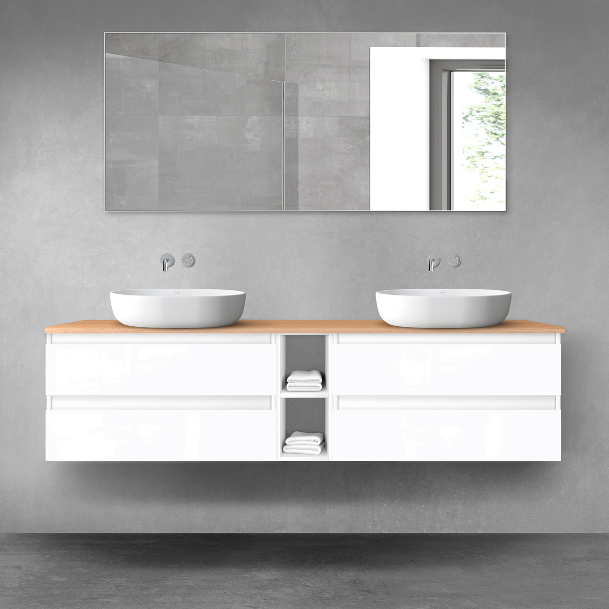 Set Badschrank Oltens Vernal 60003000, Waschtischplatte Oltens Vernal 63021060, 60021000