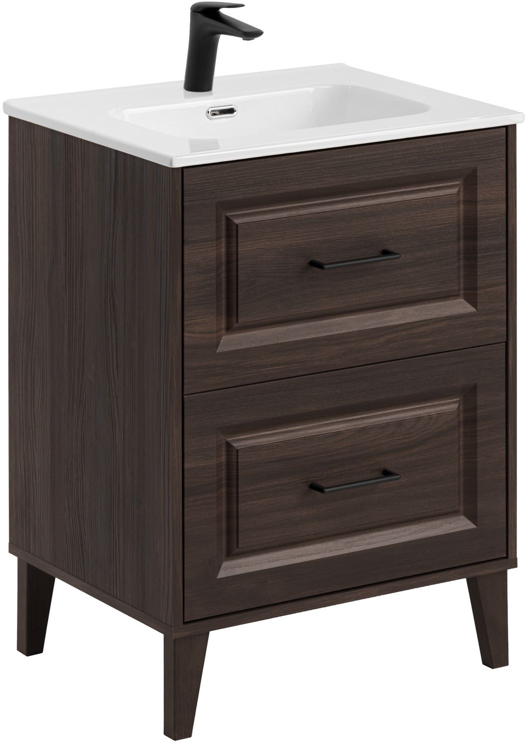 Set Badschrank Comad Dorothy Ristretto DOROTHY RISTRETTO 82-60-46-2S, Waschbecken Comad Go GO60/DP-8095, NIAGARA UM 03 BLACK 86001B