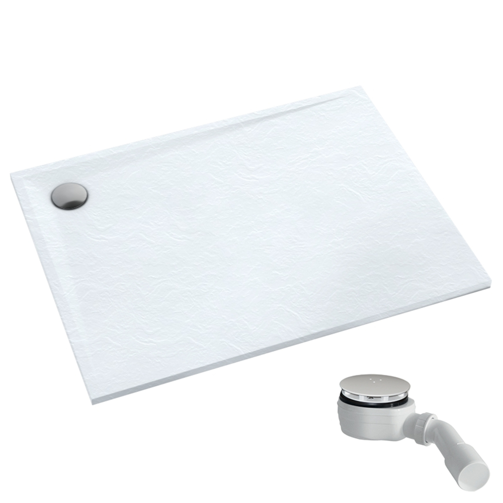 Schedpol Etrusco White Stone Rechteckige Duschwanne 80x70 cm weiß 3.468/B/ST