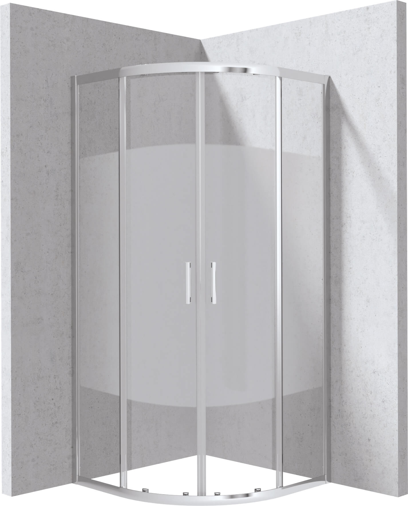 Deante Funkia Evo Duschkabine 90x90 cm halbrund chrom Glanz/Glas mit Muster KYP0E99P