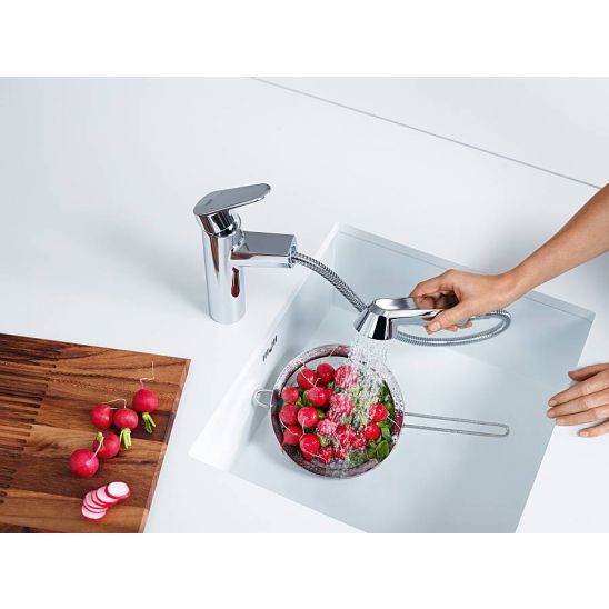 Set Küchenarmatur Grohe Eurodisc Cosmopolitan 32257002, Tektonit-Waschbecken Franke Orion 114.0286.441