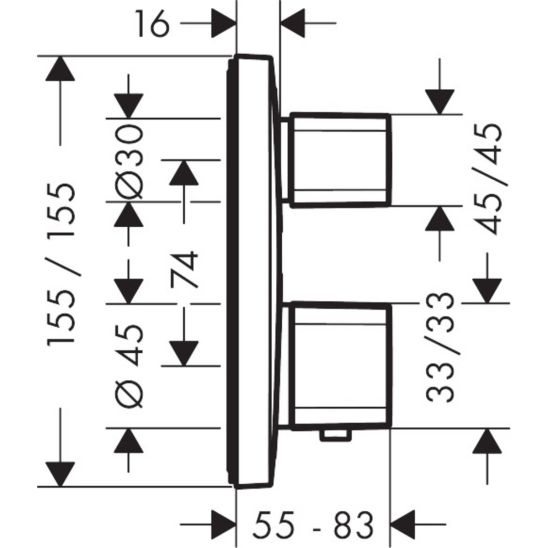 Set Badewannen- und Duscharmatur Hansgrohe Ecostat 15708000, Kopfbrause Hansgrohe Activera S 28056000, 26888000, 27413000, 01800180, 28276000, 28033000