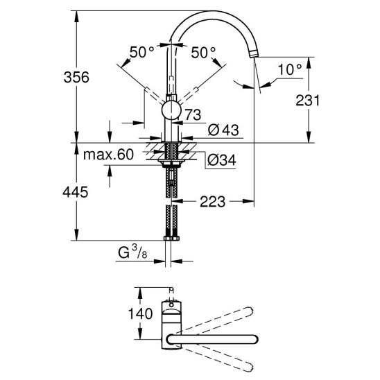 Set Granitspüle Grohe K700 31653AP0, Küchenarmatur Grohe Minta 32917KS0