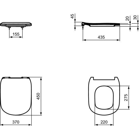 Set WC-Becken Ideal Standard Tesi T007901, Unterputzrahmen Tece Base 9400407, T352701, 9.240.400