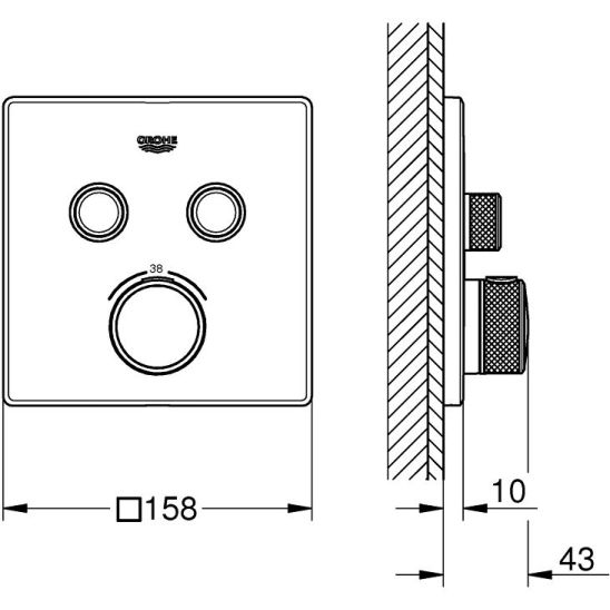 Set Badewannen- und Duscharmatur Grohe Grohtherm SmartControl 29124000, Kopfbrause mit Brausearm Grohe Rainshower 26564000, 26405000, 35600000