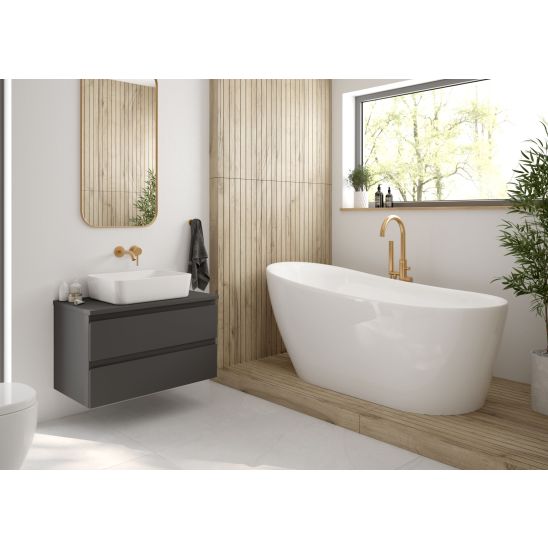 Set Freistehende Badewanne Oltens Gocta 12003000, Verschlusskappe Oltens 09002800, 09004800