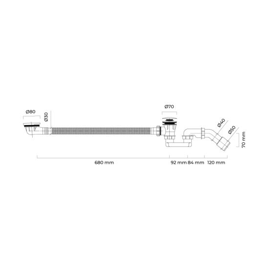 Set Rechteckige Badewanne Oltens Langfoss 10004000, Badewannensiphon Oltens Fusa 03002100