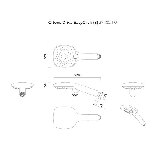 Set Duscharmatur Oltens Vernal 33004100, Duschstange Oltens Alling 37300100, 37102110, 37201100
