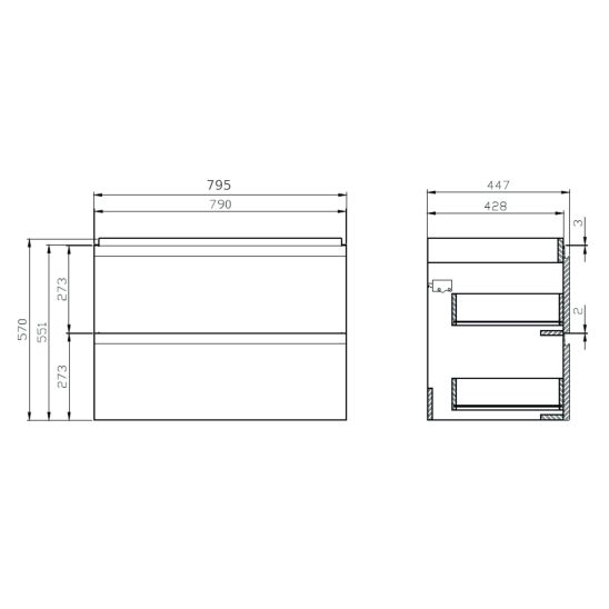 Set Badschrank Cersanit Moduo S929-007, Waschtischplatte Cersanit Moduo S590-023