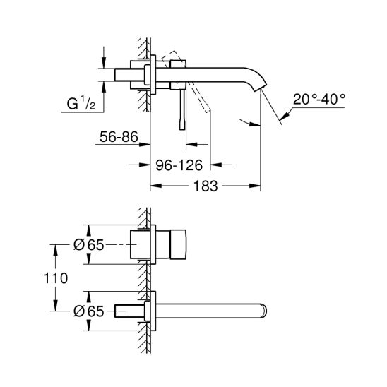Set Waschtischarmatur Grohe Essence New 19408GN1, Unterputz-Grundkörper Grohe Eurostyle 23571000