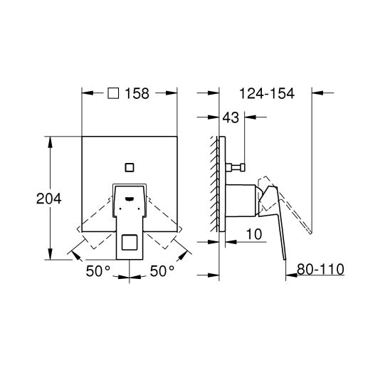 Satz deszczownica z ramieniem Grohe Rainshower 26564000, bateria wannowo-prysznicowa Grohe Eurocube 24062000, 27702000, 35600000, 27704000