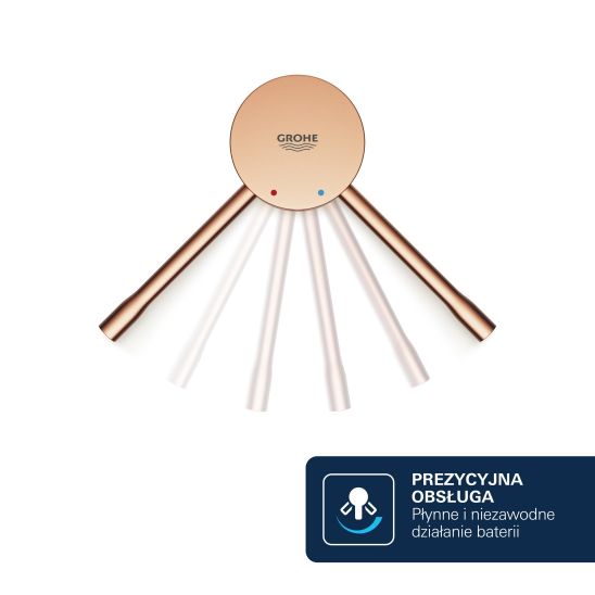 Set Kopfbrause mit Brausearm Grohe Rainshower 26066DL0, Badewannen- und Duscharmatur Grohe Essence 24058DL1, 26574DL0, 26658DL0, 28388DA1