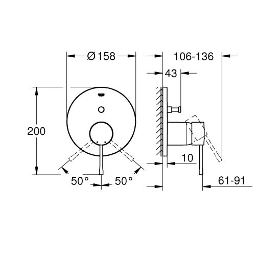 Set Kopfbrause mit Brausearm Grohe Rainshower 26066DL0, Badewannen- und Duscharmatur Grohe Essence 24058DL1, 26574DL0, 26658DL0, 28388DA1