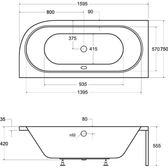 Set Eckbadewanne Besco Avita #WAV-160-NL, Badewannenverkleidung Besco Avita OAV-160-NSR