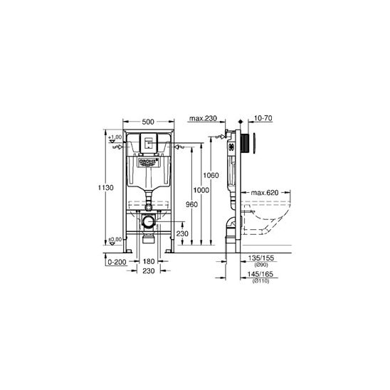 Set Unterputzrahmen Grohe Rapid SL 38827000, WC-Becken Oltens Jog 42001000, 45101000