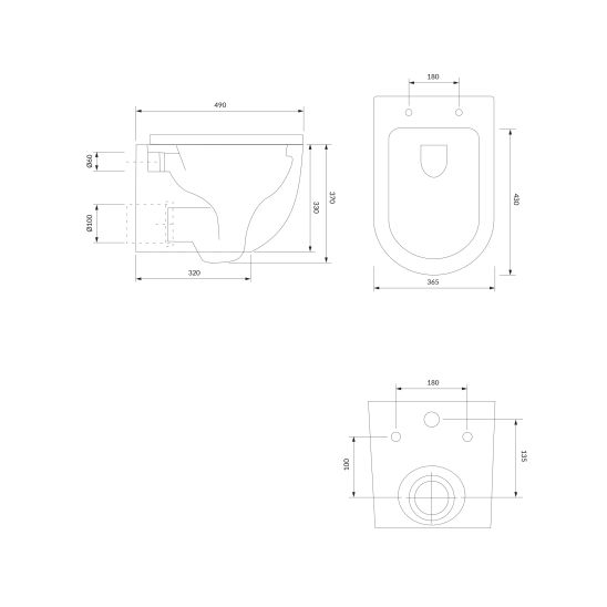 Set Unterputzrahmen Tece Profil 9300302, WC-Becken mit Absenkautomatik-Sitz Omnires Ottawa OTTAWAMWBP, 9.240.400