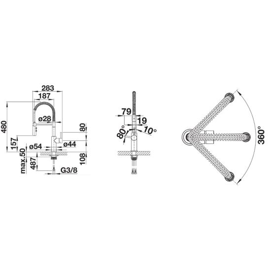 Set Granitspüle Blanco Etagon 500-U 525887, Küchenarmatur Blanco Catris-S Flexo 525793